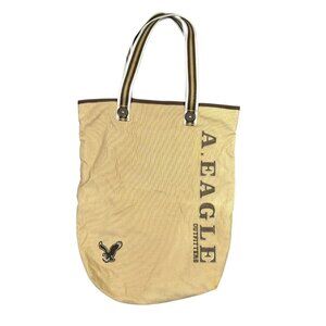 American Eagle Outfitters Tote Bag Purse Canvas Khaki Tan Beige Beach Travel AE